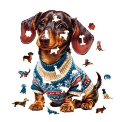 Alternative view of Mindful Wooden Jigsaw Puzzle-Trendy Dachshund