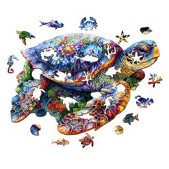 Alternative view of Mindful Wooden Jigsaw Puzzle-Unique Turtle