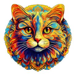 Mindful Wooden Jigsaw Puzzle - Colorful Cat