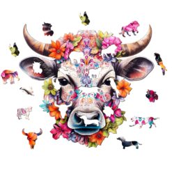 Alternative view of Mindful Wooden Jigsaw Puzzle - Flower and Cow
