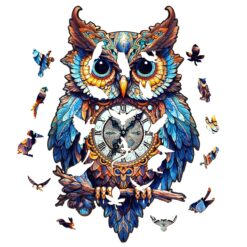 Alternative view of Mindful Wooden Jigsaw Puzzle - Owl Clock