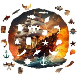 Alternative view of Mindful Wooden Jigsaw Puzzle - Sailboat at Sunset