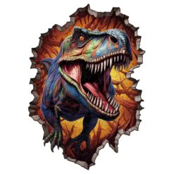 Mindful Wooden Jigsaw Puzzle – Wall Breaking T-rex