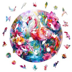 Alternative view of Mindful Wooden Jigsaw Puzzle - Charming flamingo