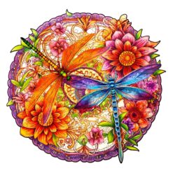 Mindful Wooden Jigsaw Puzzle - Dragonflies and Flowers