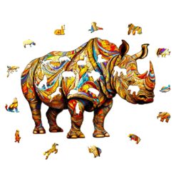 Alternative view of Mindful Wooden Jigsaw Puzzle - Fierce Rhinoceros