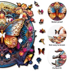 Alternative view of Mindful Wooden Jigsaw Puzzle - Flapping butterfly