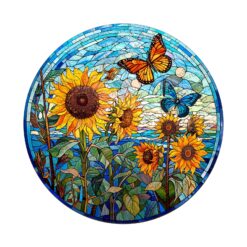 Mindful Wooden Jigsaw Puzzle - Stained Glass Sunflower