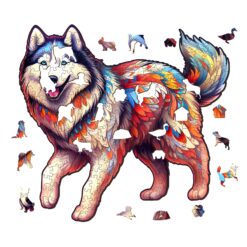 Alternative view of Mindful Wooden Jigsaw Puzzle - Husky Dog
