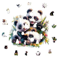 Alternative view of Mindful Wooden Jigsaw Puzzle - Panda Family