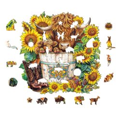 Alternative view of Mindful Wooden Jigsaw Puzzle - Sunflower Pasture