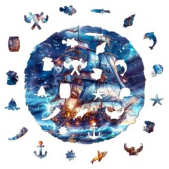 Alternative view of Mindful Wooden Jigsaw Puzzle-Blue Line