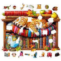 Alternative view of Mindful Wooden Jigsaw Puzzle - Dreamy Tabby Cat 1