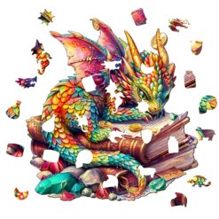 Alternative view of Mindful Wooden Jigsaw Puzzle - Jeweled Dragon