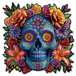 Mindful Wooden Jigsaw Puzzle-Painted Skull Head