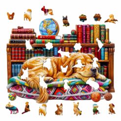 Alternative view of Mindful Wooden Jigsaw Puzzle-Sleeping Golden Retriever