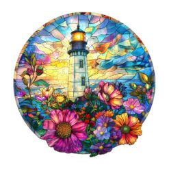 Mindful Wooden Jigsaw Puzzle - Stained Glass Lighthouse