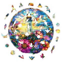 Alternative view of Mindful Wooden Jigsaw Puzzle - Stained Glass Lighthouse