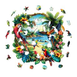 Alternative view of Mindful Wooden Jigsaw Puzzle-Tropical Parrot