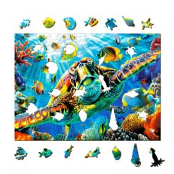 Alternative view of Mindful Wooden Jigsaw Puzzle-Turtle Explorer