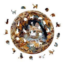 Alternative view of Mindful Wooden Jigsaw Puzzle-3D Cave Cat