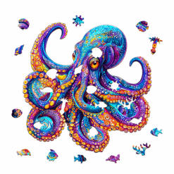Alternative view of Mindful Wooden Jigsaw Puzzle-Colorful Octopus