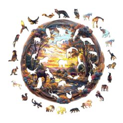 Alternative view of Mindful Wooden Jigsaw Puzzle-Elephant at Sunset