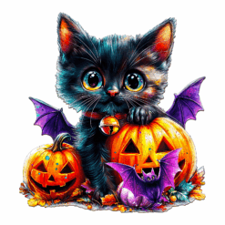 Mindful Wooden Jigsaw Puzzle-Pumpkin and Cat