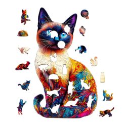 Alternative view of Mindful Wooden Jigsaw Puzzle-Siamese Cat