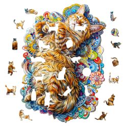 Alternative view of Mindful Wooden Jigsaw Puzzle-Sleeping Cat