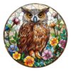 Mindful Wooden Jigsaw Puzzle-Stained Glass Owl
