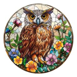 Mindful Wooden Jigsaw Puzzle-Stained Glass Owl