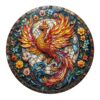 Mindful Wooden Jigsaw Puzzle-Stained Glass Phoenix