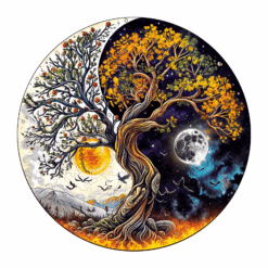 Mindful Wooden Jigsaw Puzzle-Sun and Moon Tree of Life