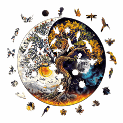 Alternative view of Mindful Wooden Jigsaw Puzzle-Sun and Moon Tree of Life