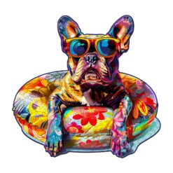 Mindful Wooden Jigsaw Puzzle-Swimming French Bulldog