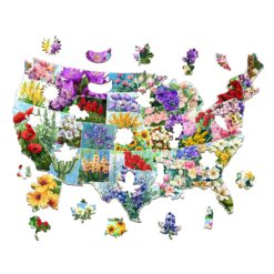 Alternative view of Mindful Wooden Jigsaw Puzzle-USA State Flowers