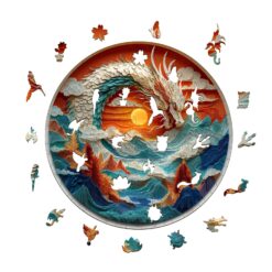Alternative view of Mindful Wooden Jigsaw Puzzle-3D Colorful Dragon