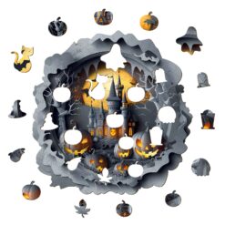 Alternative view of Mindful Wooden Jigsaw Puzzle-3D Halloween Castle