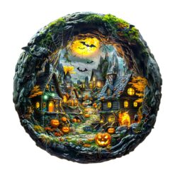 Mindful Wooden Jigsaw Puzzle-3D Halloween Night