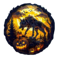 Mindful Wooden Jigsaw Puzzle-3D Halloween Wolf