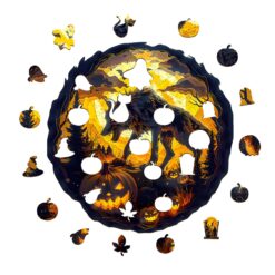 Alternative view of Mindful Wooden Jigsaw Puzzle-3D Halloween Wolf