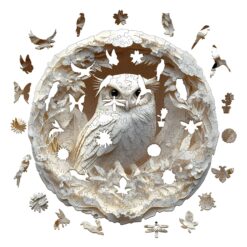 Alternative view of Mindful Wooden Jigsaw Puzzle - 3D Paper Carved Owl