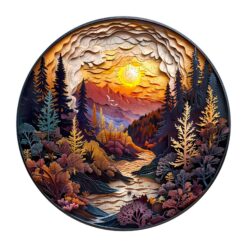 Mindful Wooden Jigsaw Puzzle-3D Sunset Forest