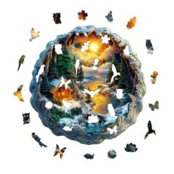 Alternative view of Mindful Wooden Jigsaw Puzzle-3D Winter Scene