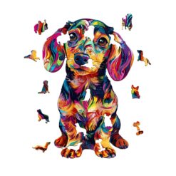 Alternative view of Mindful Wooden Jigsaw Puzzle-Colorful Dachshund
