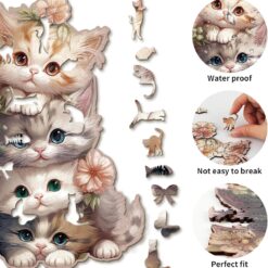 Alternative view of Mindful Wooden Jigsaw Puzzle-Cute Kitten