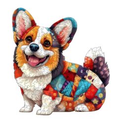 Mindful Wooden Jigsaw Puzzle - Patchwork Corgi