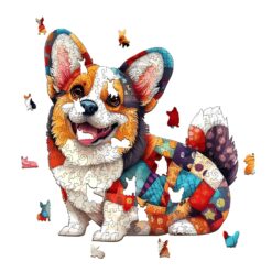 Alternative view of Mindful Wooden Jigsaw Puzzle - Patchwork Corgi