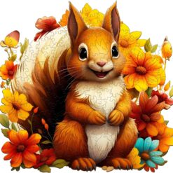 Mindful Wooden Jigsaw Puzzle-smiling squirrel